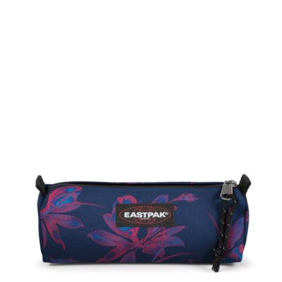 Estuche Eastpak escolar: Benchmark SINGLE EK37242T Glow Pink azul marino con flores rosa fluor