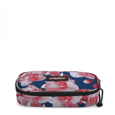 Estuche escolar Eastpak plumier oval EK717A90 CHARMING PINK flores azul y rosa