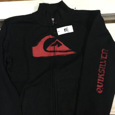 Sudadera Quiksilver sin capucha y cremallera para Chicos Ref. KMBSW952 negra logo rojo