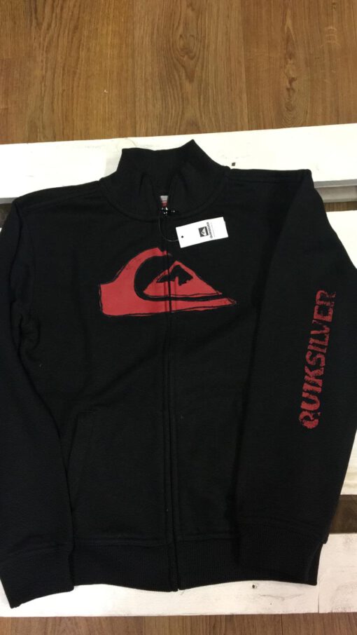 Sudadera Quiksilver sin capucha y cremallera para Chicos Ref. KMBSW952 negra logo rojo