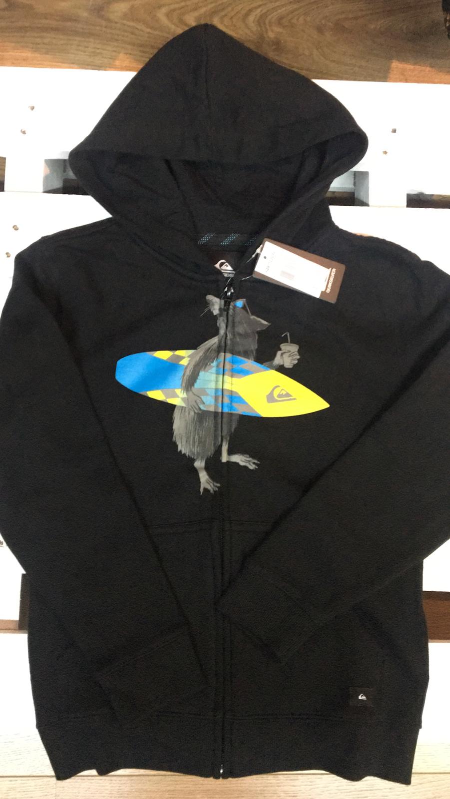 Sudadera niño Quiksilver con capucha y cremallera para Chicos Ratón surfero Ref. EQBFT03055 Negra Martimpe Berart Tienda de Moda en Gausach, Valle Aran