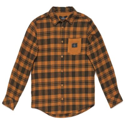 Camisa de Manga Larga Niño Rip Curl Flannel - New Lifestyle Shirt sudan brown cuadros negro mostaza