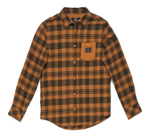 Camisa de Manga Larga Niño Rip Curl Flannel - New Lifestyle Shirt sudan brown cuadros negro mostaza