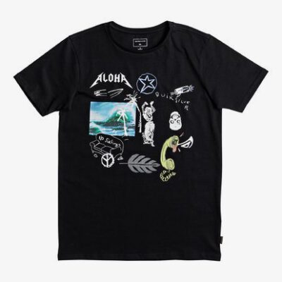 Camiseta manga corta niño Quiksilver Classic Puke Katuna Ref. EQBZT03669 Negra estampada Aloha