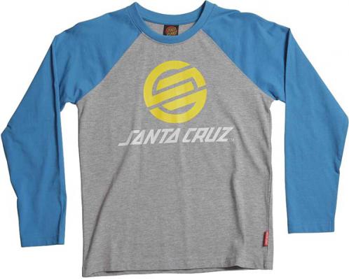 Camiseta manga larga niño Santa Cruz Stripknot Baseball Custom Swedish Blue/Dark Heather azul y gris