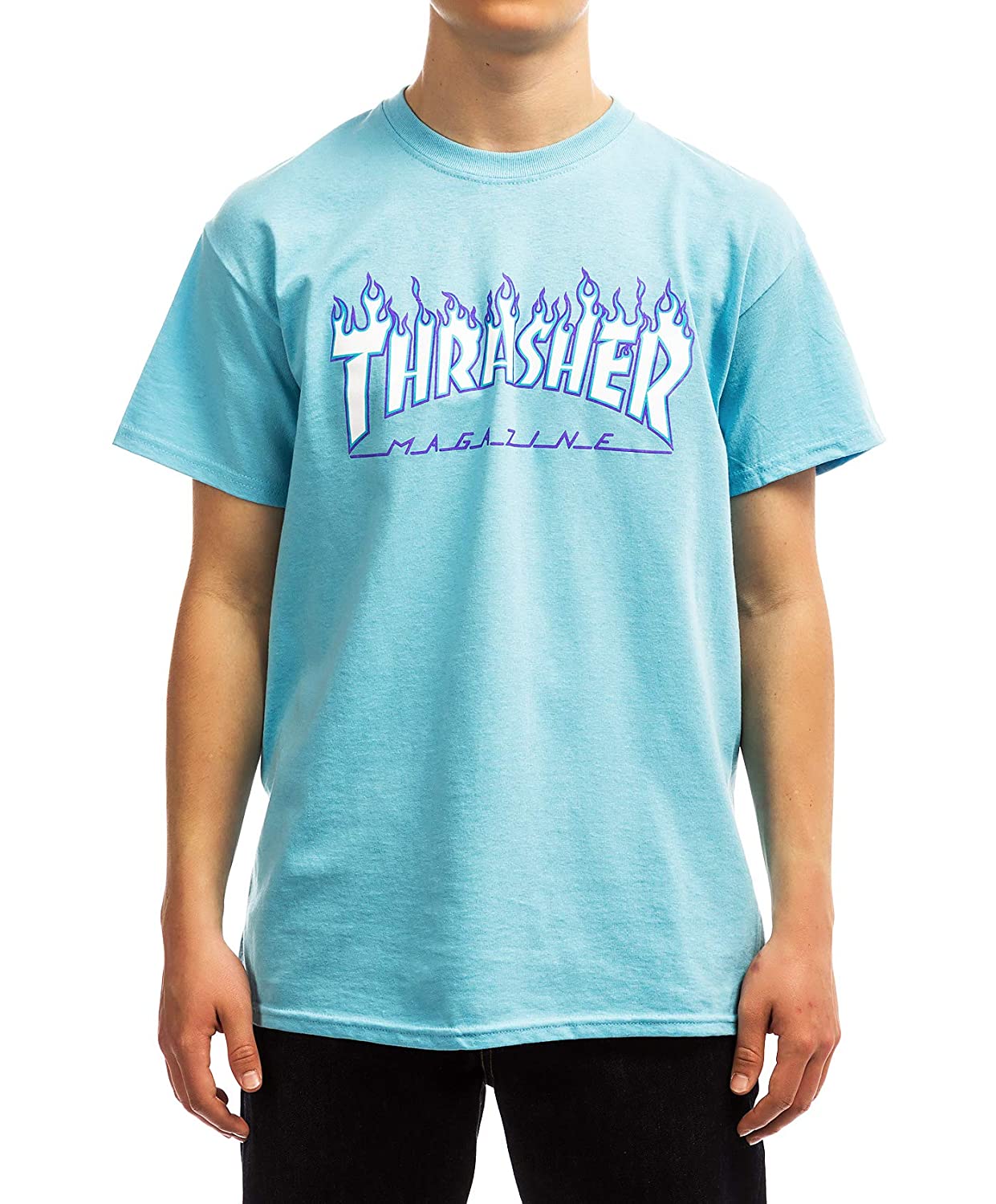 Camiseta Hombre Thrasher Flame logo manga corta Ref. 110102 blue / azul Llama fuego blanca y morada - Martimpe Berart - Tienda de moda en Gausach, Vielha, Valle de Aran