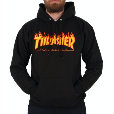 Sudadera Hombre con capucha THRASHER Flame Hoodie Black Ref. 113102 Negra logo llamas fuego