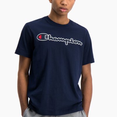 Camiseta manga corta CHAMPION Hombre Cuello redondo SATIN SCRIPT LOGO CREW NECK T-SHIRT Ref. 214194 azul marino