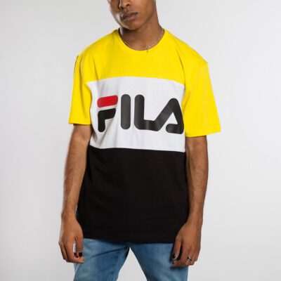 Camiseta manga corta FILA chico Men Day Tee Ref. 681244 Amarilla Blanca negra bandas