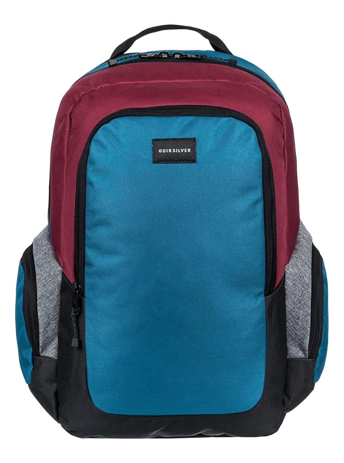 Mochila Quiksilver doble chico EQYBP03418 Schoolie Backpack bolsillo gris azul y granate | Berart - Tienda de Moda en Gausach, Vielha, Valle de Aran