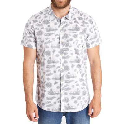 Camisa de Manga Corta Hombre BILLABONG Dark Sunrise SS SHIRT Ref. sh05 Estampado tropical fondo blanco