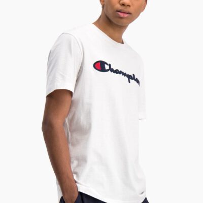 Camiseta manga corta CHAMPION Hombre Cuello redondo SATIN SCRIPT LOGO CREW NECK T-SHIRT Ref. 214194 azul blanco