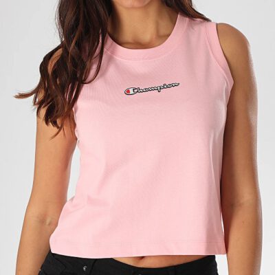 Top corto tirantes CHAMPION chica SCRIPT LOGO PATCH TANK TOP Ref. 112654 rosa palo