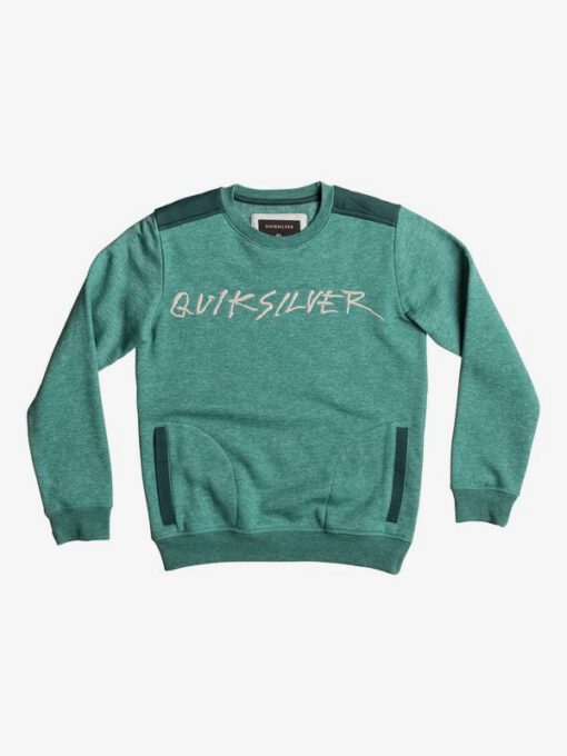 Sudadera niño Quiksilver cuello redondo ref.EQBFT03378 gqbh verde con logo bordado en pecho