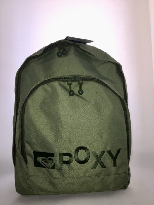 Mochila Roxy triple XRWBA201 Ref. 4112609 Color Verde caqui con logo bordado verde