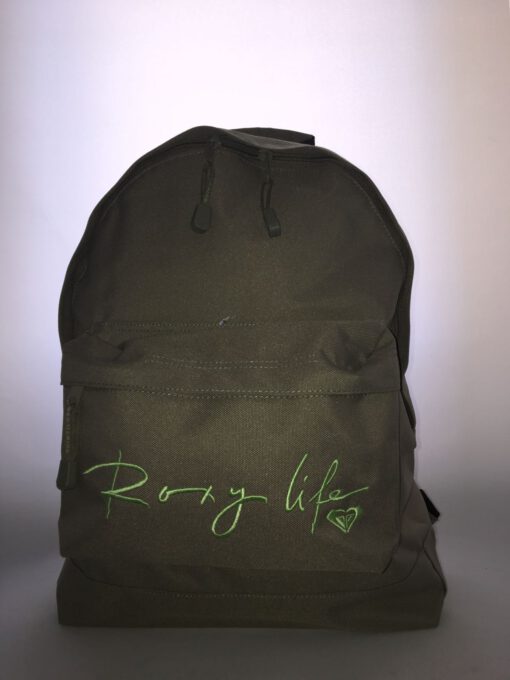 Mochila Roxy Basic Girl ref. QJWBA 011 4033303 Verde Logo verde bordado Roxy life