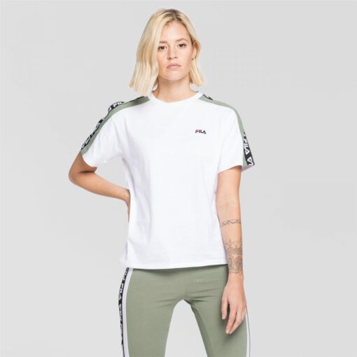 Camiseta manga corta FILA chica Tandy Tee Ref.687686 blanca banda logo impreso mangas verde