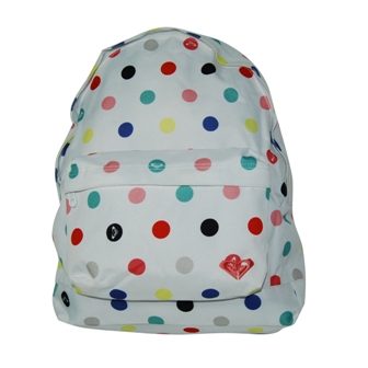 Mochila Roxy Básica XMWBA541 Blanca con topos de colores