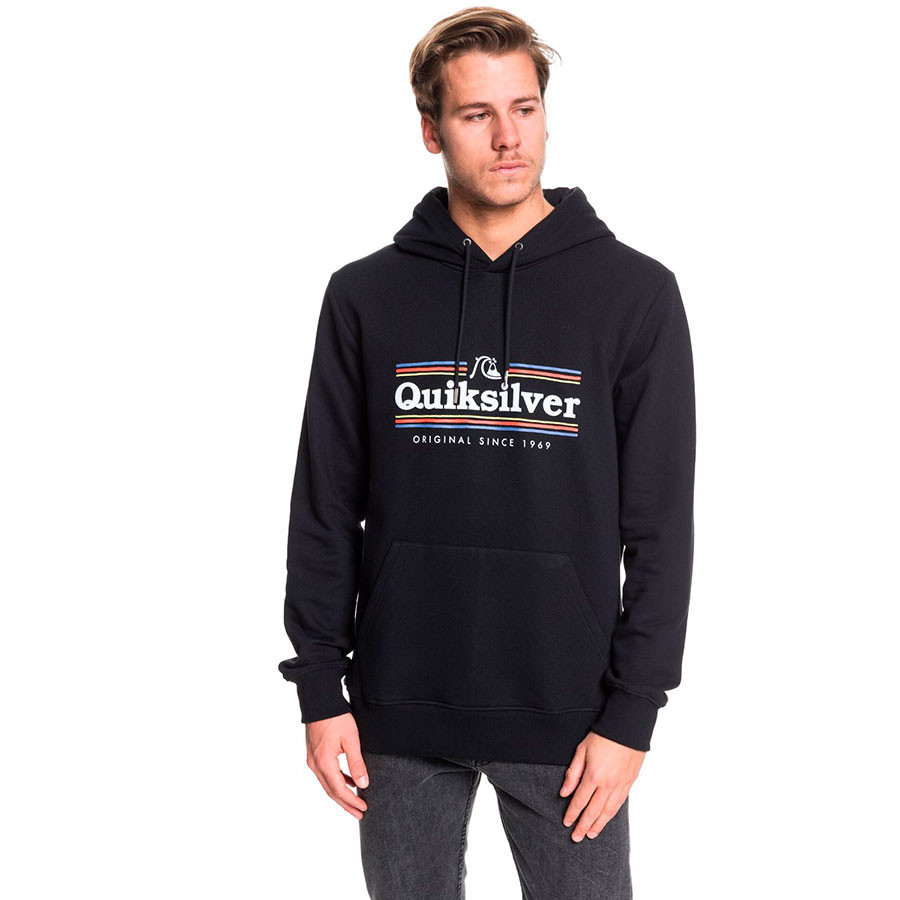 Sudadera Quiksilver con Get Buzzy Hoodie (kvj0) Ref. EQYFT04045 negra logo pecho colores | Martimpe Berart - Tienda de Moda en Gausach, Vielha, Valle de Aran