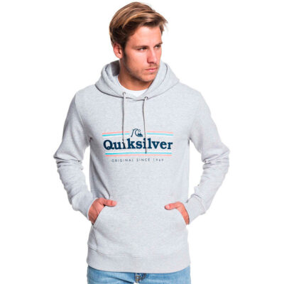 Sudadera Hombre Quiksilver con capucha Get Buzzy Hoodie Ref. EQYFT04045 gris claro logo pecho colores