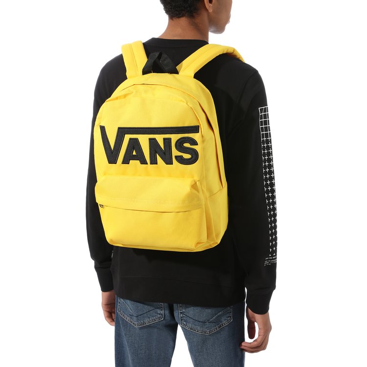 Mochila vans online negra y amarilla