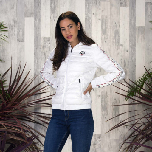 Chaqueta capucha Jott de plumas Mujer Blanc 901 CATHY BASIC franja logos mangas Justoverthetop Color blanco