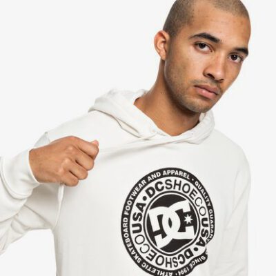 Sudadera Hombre con capucha DC SHOES CIRCLE STAR Ref. EDYSF03183 Blanca logo negro