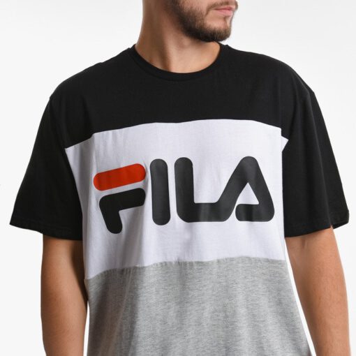 Camiseta manga corta FILA chico Men Day Tee Ref. 681244 Negra blanca y gris bandas