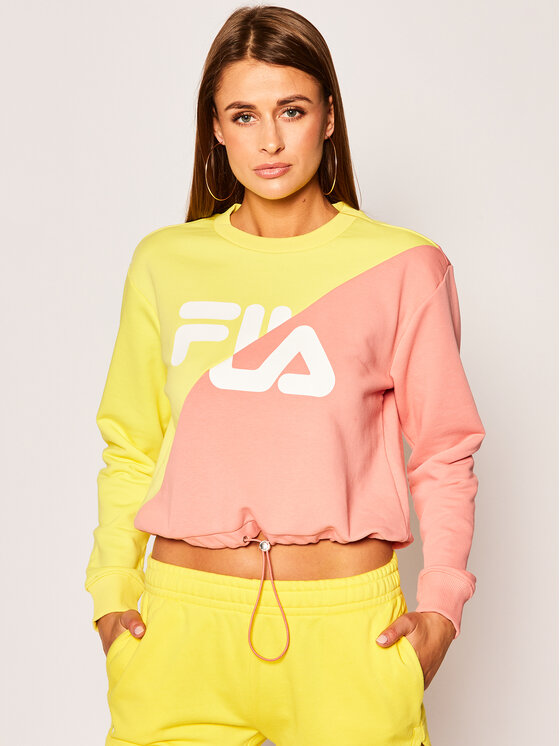 Sudadera FILA chica cuello redondo BANJI CROPPED CREW SWEAT Ref. 687491 rosa palo y amarilla | Martimpe Berart - Tienda de Moda en Gausach, Vielha, de Aran