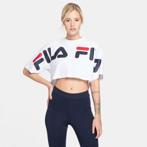 Top manga corta FILA chica Barr Cropped Tee Ref.687497 blanca logo fila pecho