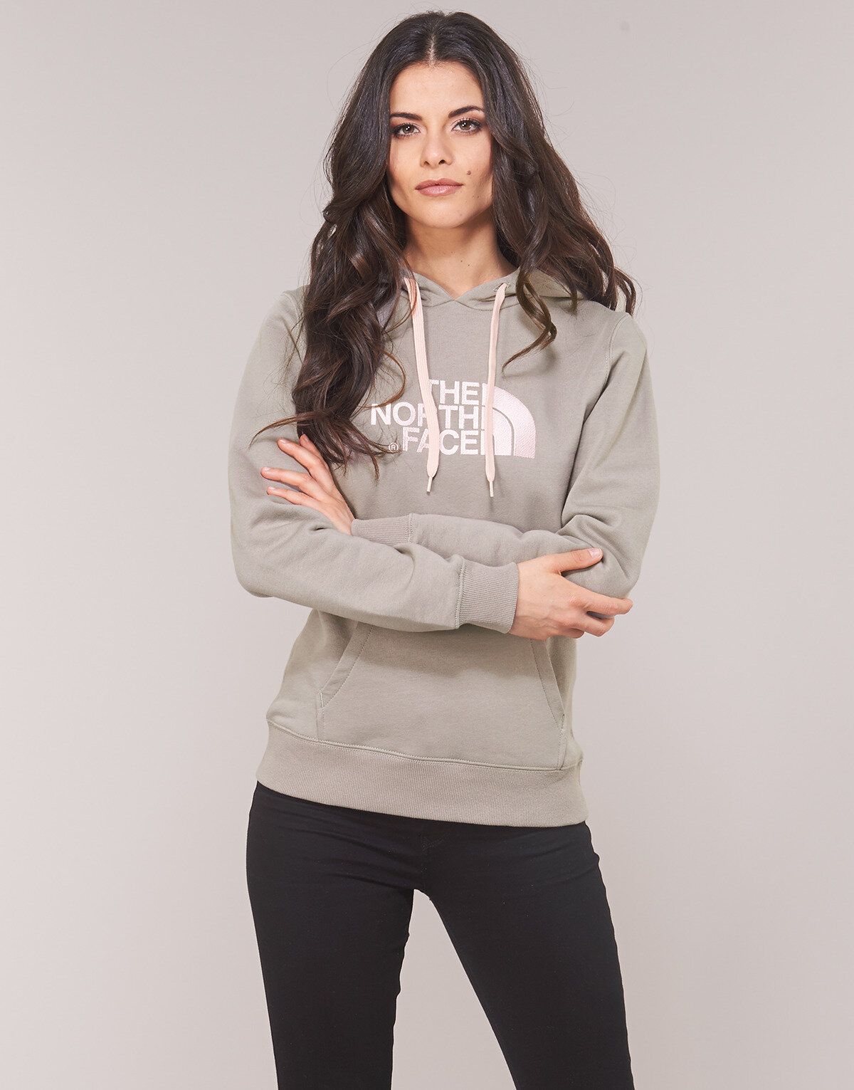 Sudadera THE NORTH FACE mujer con capucha DREW PEAK ref. T0A8MUECS Gris con  logo bordado rosa palo - Martimpe Berart - Tienda de Moda en Gausach,  Vielha, Valle de Aran