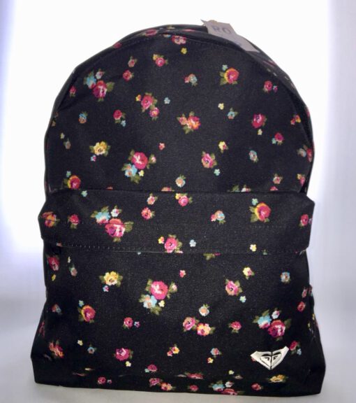 Mochila Roxy Basic Girl ref. WPWBA331 FLOREADA Fondo negro flores de colores