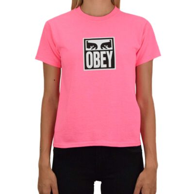 Camiseta manga corta OBEY chica eyes icon Ref. 266801665 Safety Pink Fucsia con logo Obey ojos