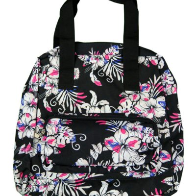 Bolsa Roxy 2 asas medida mediana Active XGWBA221 estampado flores negra blanca y rosa