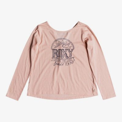 Camiseta ROXY niña manga larga Ref. ERGZT03333 MEKO Color rosa pastel logo grande pecho