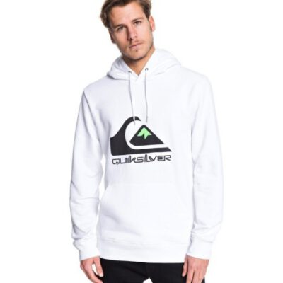 Sudadera sport hombre Quiksilver con capucha logo grande frontal Ref. EQYFT04025 wbbo blanco