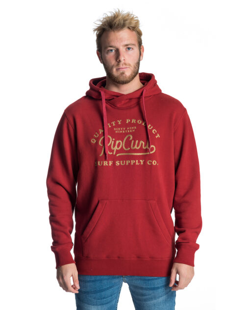 Sudadera sport surf hombre Rip Curl con capucha supply co. Fleece Ref. CFEWA4 granate bordado en dorado