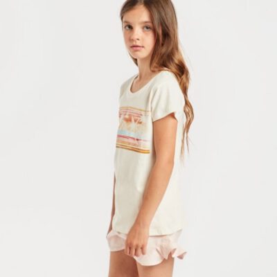 Camiseta billabong niña manga corta Ref. N8SS01 BIP9 Billie tee Color cool wip beige dibujo grande pecho