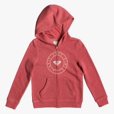 Sudadera ROXY niña con capucha y cremallera ref. ERGFT03310 color MMZO Rosa coral palo Logo grande en pecho