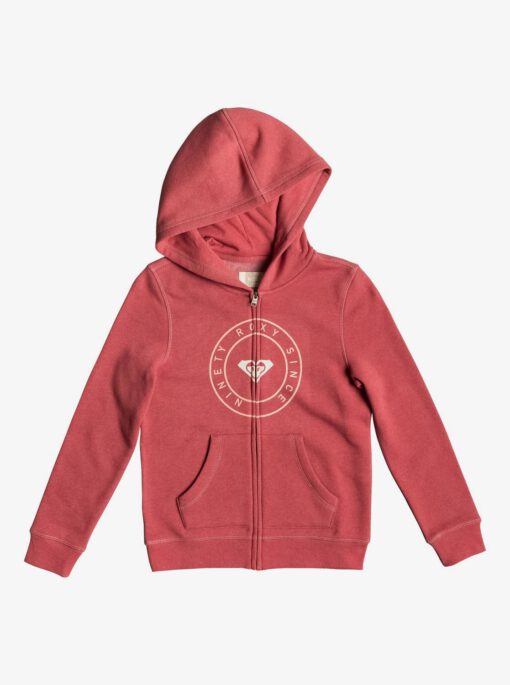 Sudadera ROXY niña con capucha y cremallera ref. ERGFT03310 color MMZO Rosa coral palo Logo grande en pecho