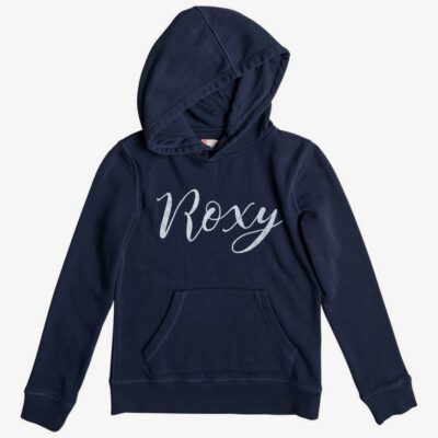 Sudadera ROXY niña con capucha y cremallera Ref. ERGFT03217 deep sky color BTKO letras grandes gris