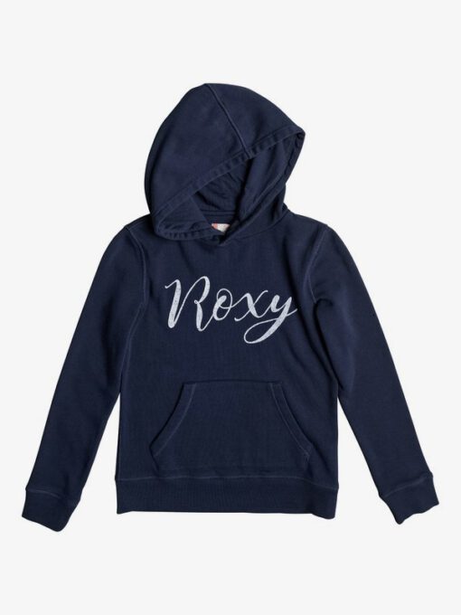 Sudadera ROXY niña con capucha y cremallera Ref. ERGFT03217 deep sky color BTKO letras grandes gris