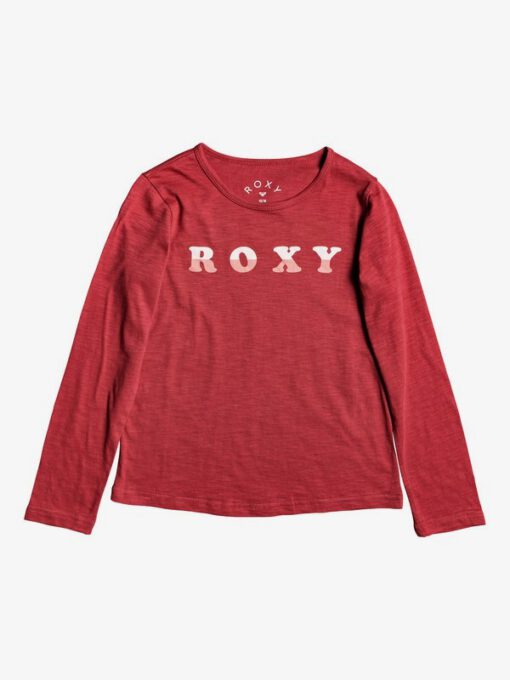 Camiseta ROXY niña manga larga Ref. ERGZT03457 Bananas Party Color RQHO rojo letras rosa terciopelo