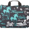 Maletín bandolera para portátil hasta 17'' pulgadas Roxy WIWES101 Lost at sea Hawao Talla L Gris oscura con estamapados hawaianos turquesas