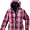 Chaqueta reversible THE NORTH FACE niña con capucha Doggy ref. T0A7ANJK3 negra por un lado y cuadros morados y rosas por el otro