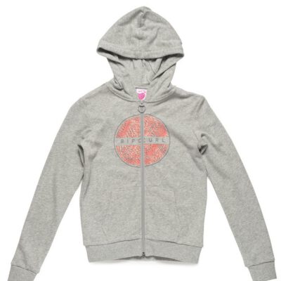 Sudadera Rip Curl niña con capucha y cremallera Ref. JFEAI4 Animal Fleece Gris clara estampado animal print