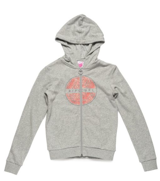 Sudadera Rip Curl niña con capucha y cremallera Ref. JFEAI4 Animal Fleece Gris clara estampado animal print