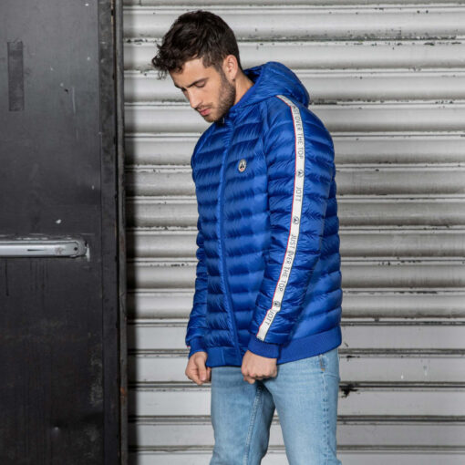 Chaqueta capucha Jott de plumas Hombre Bleu Roi COLIN 103 BASIC franja logos manga Justoverthetop Azul metálico