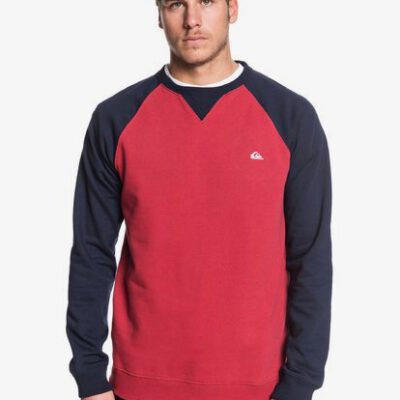 Sudadera Quiksilver hombre suave cuello redondo casual básica Everyday Sweatshirt Ref. EQYFT03847 bicolor roja y marino