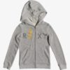 Sudadera ROXY niña con capucha y cremallera Ref. ERGFT03373 Mi Bicicleta Zip-Up Hoodie Gris logo piña oro